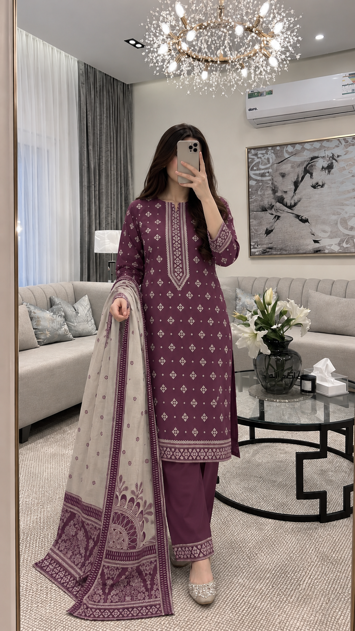 Khaddar Printed 3pc