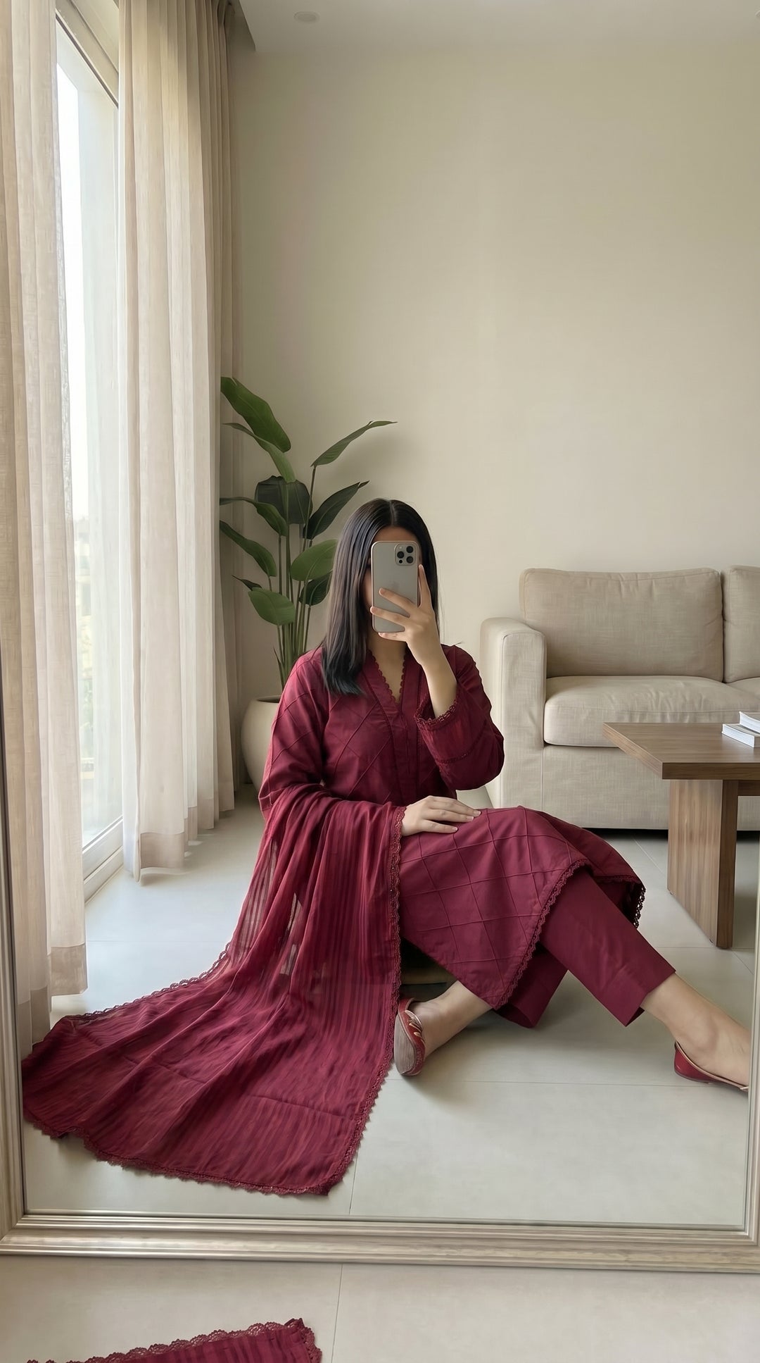 Cotton Solid 3pc - Maroon