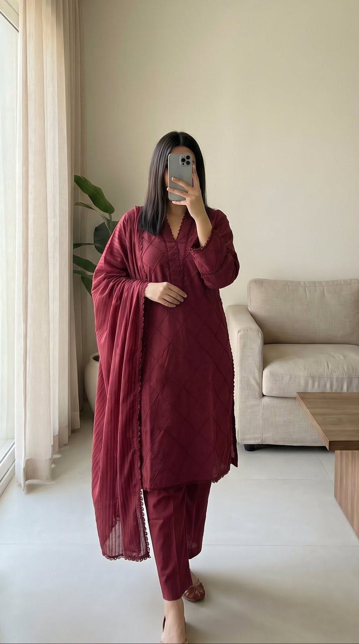 Cotton Solid 3pc - Maroon