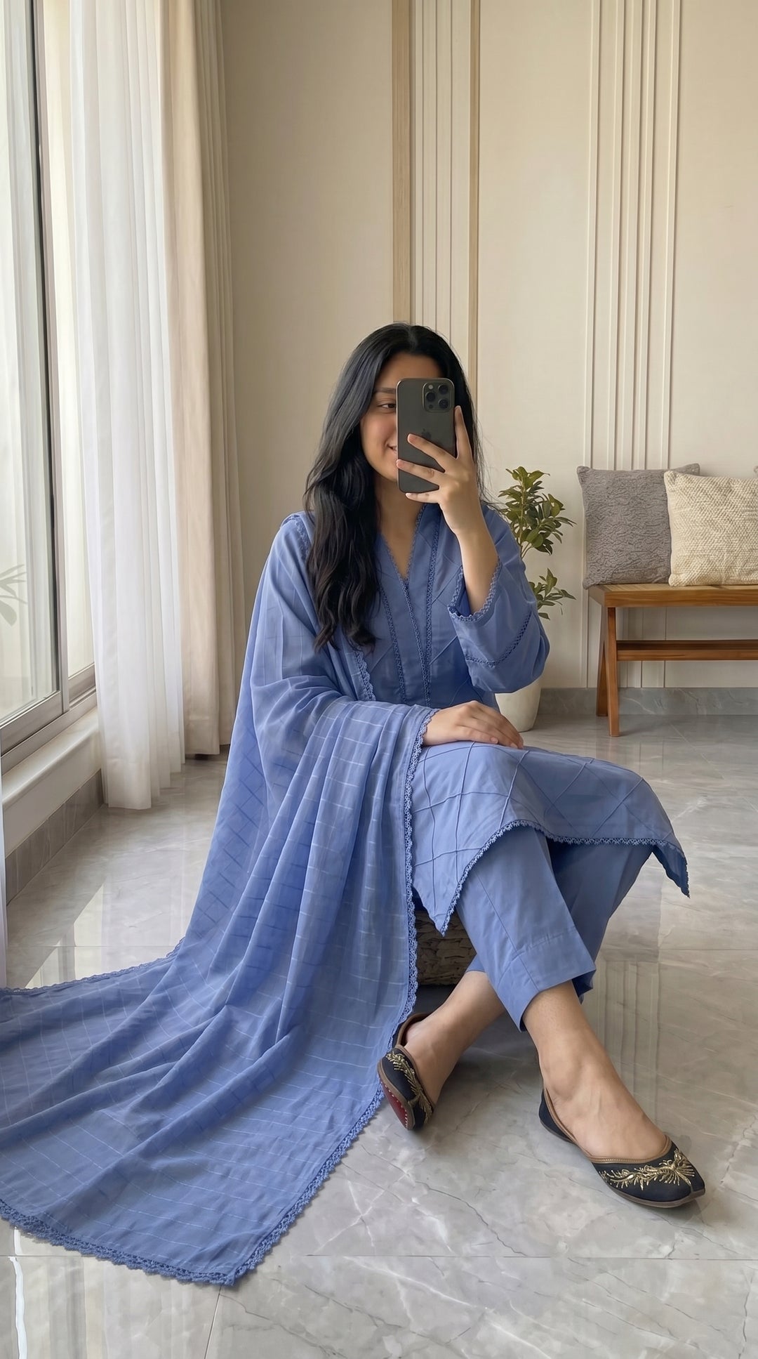 Cotton Solid 3pc - Slate Blue