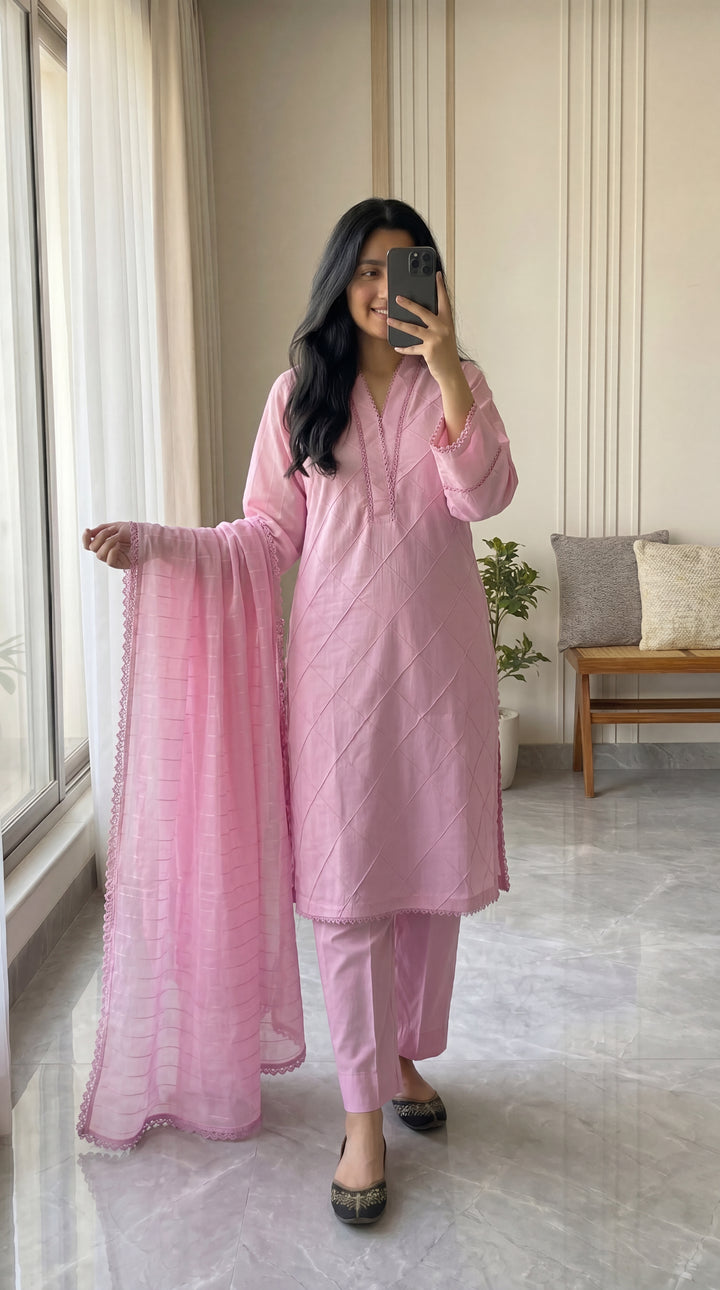 Cotton Solid 3pc - Blush Pink