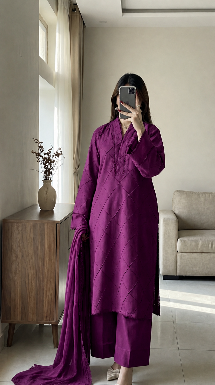 Cotton Solid 3pc - Plum