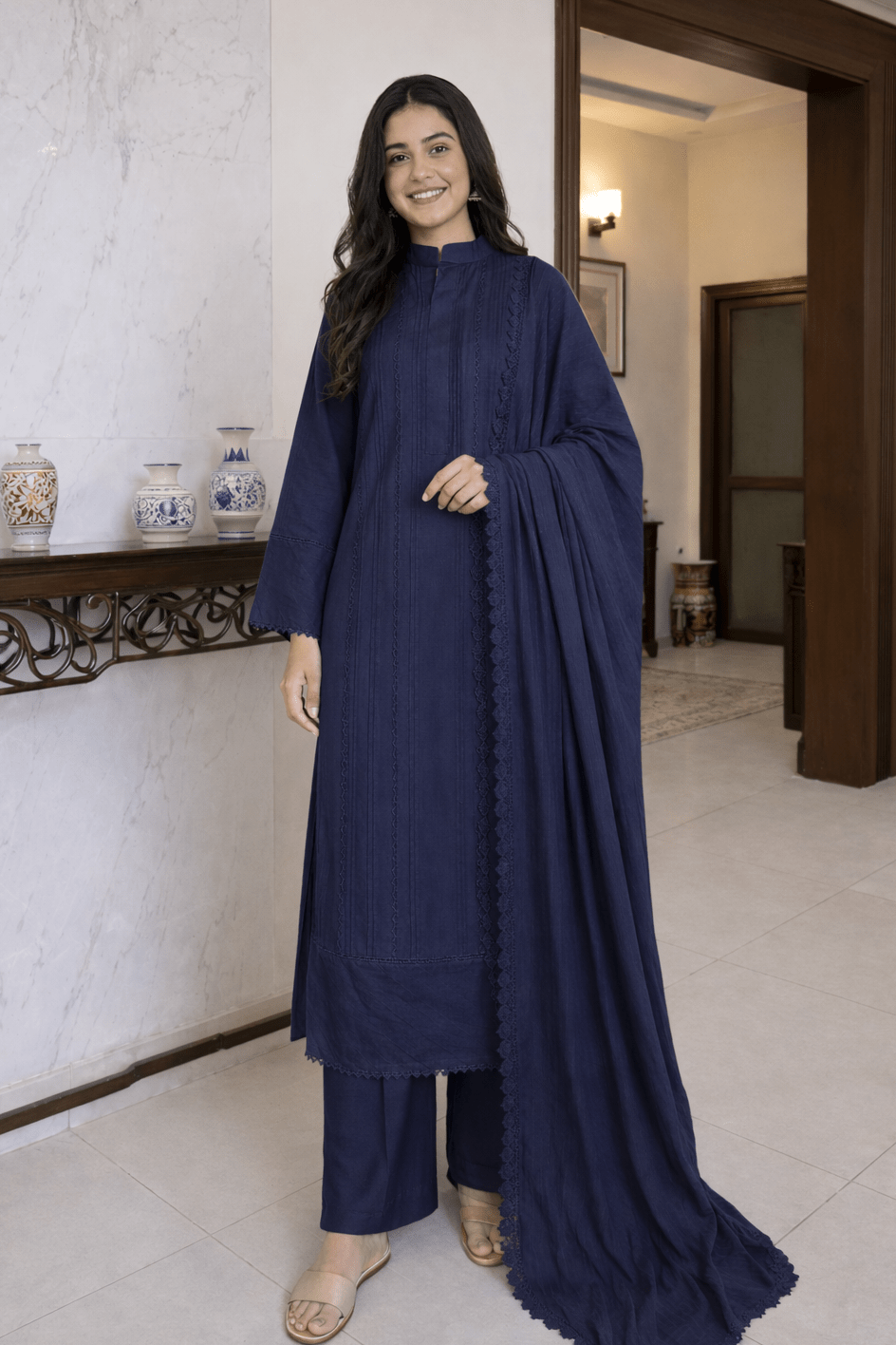 Cotton Solid 3pc - Navy Blue - Bin Saeed Bin Saeed