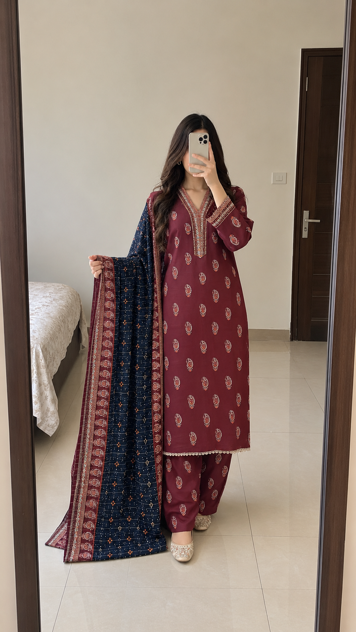 Khaddar Printed 3pc