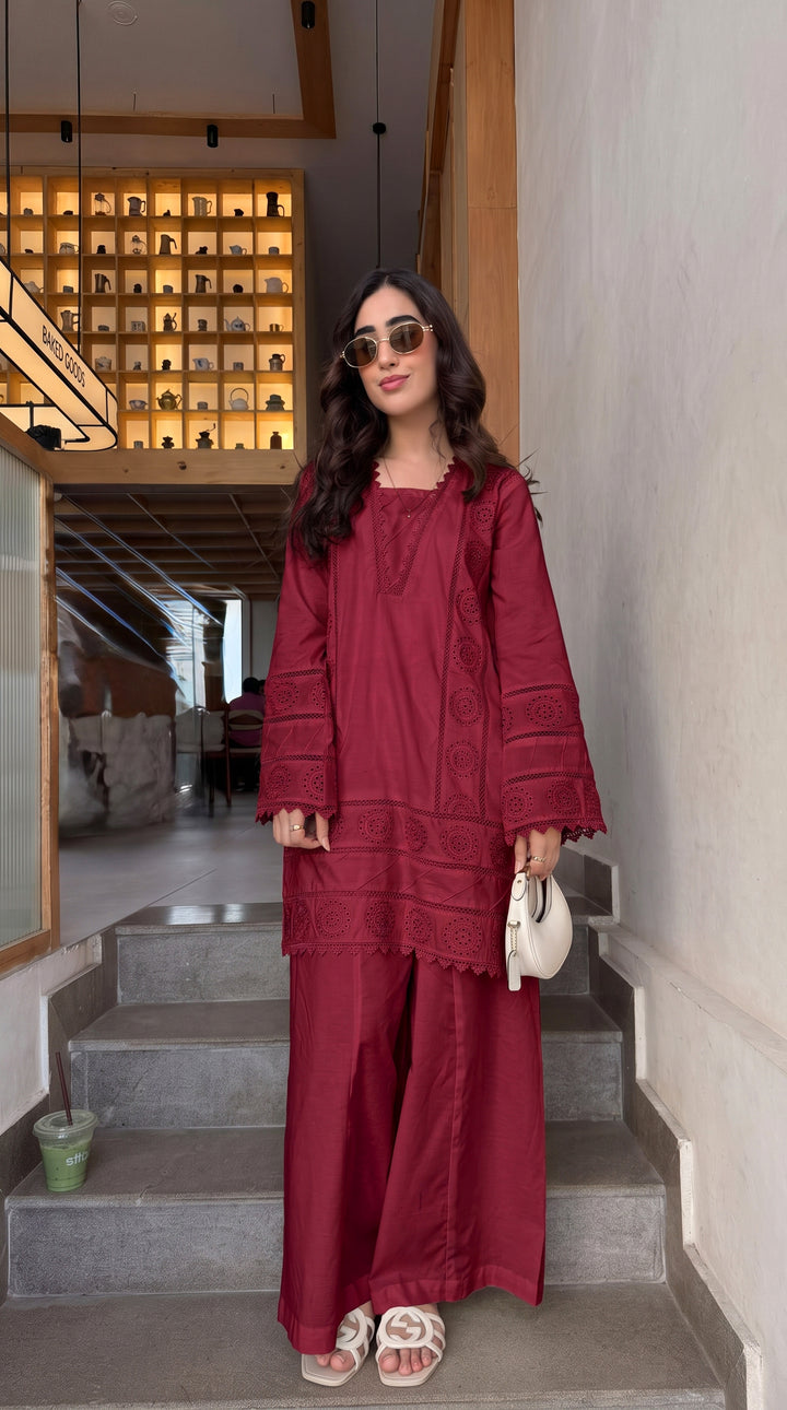 Crimson Embroidered Co-ords