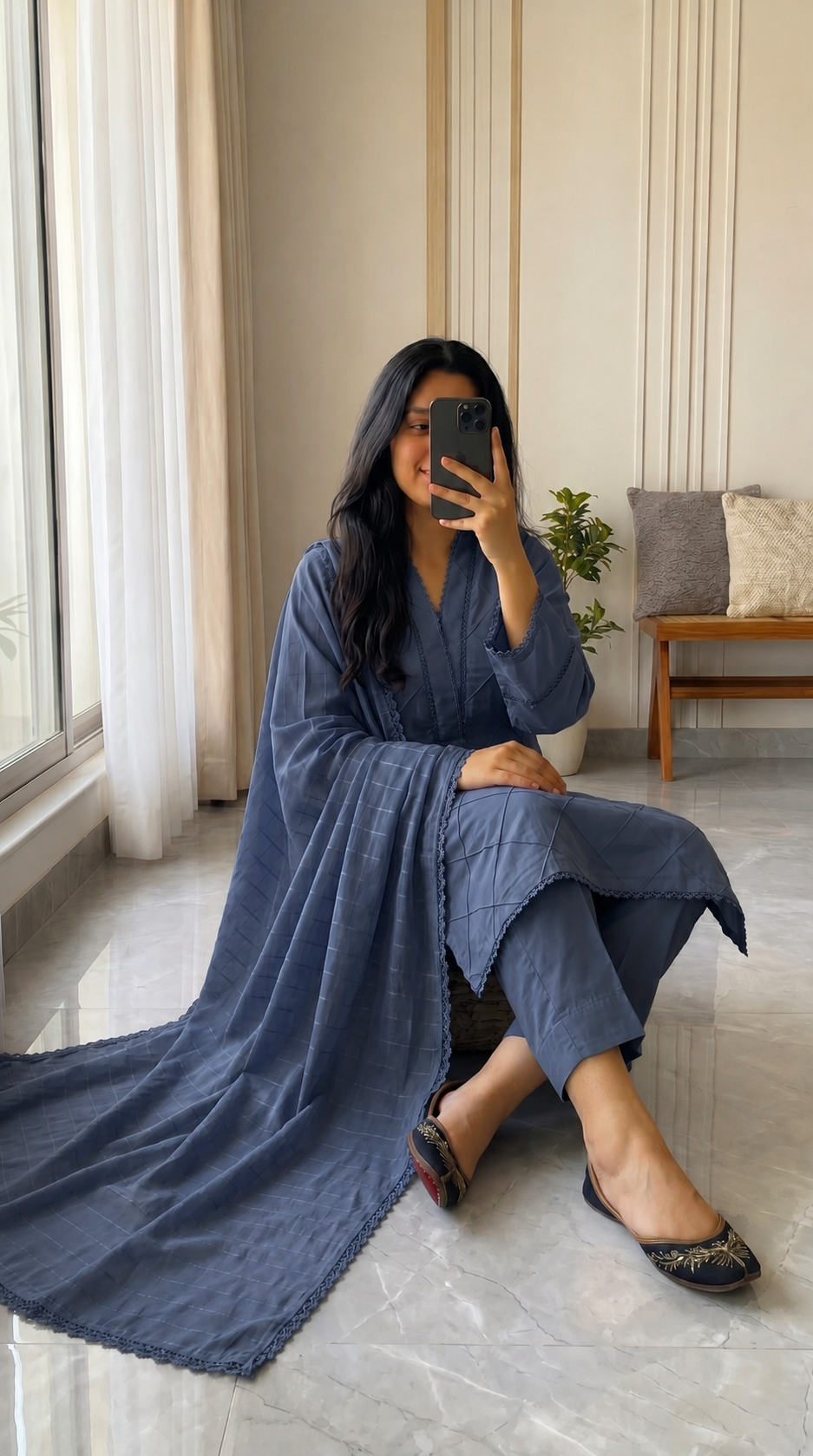 Cotton Solid 3pc - Slate Blue