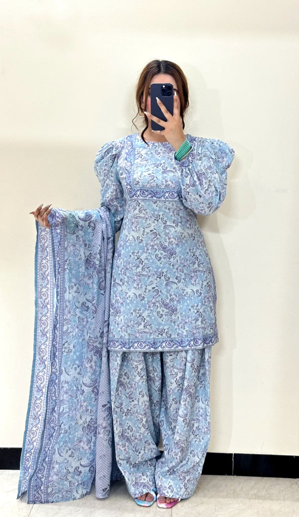 Summer Printed Lawn 3p - Farshi Shalwar