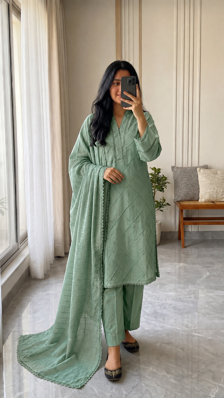 Cotton Solid 3pc - Sage Green