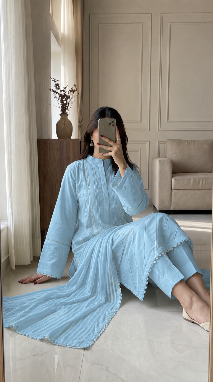 Cotton Solid 3pc - Aqua Mint