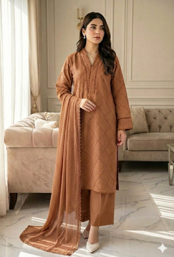 Winter Solid 3pc - Toffee Brown