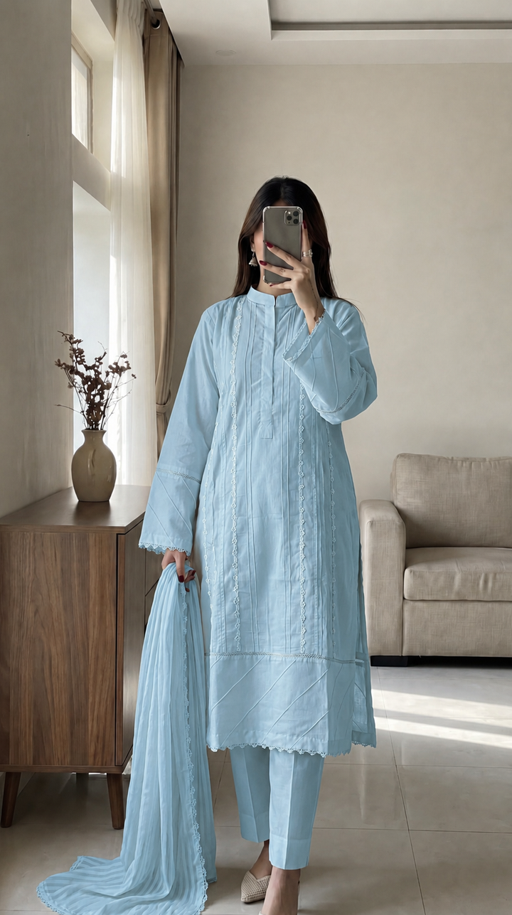 Cotton Solid 3pc - Aqua Mint