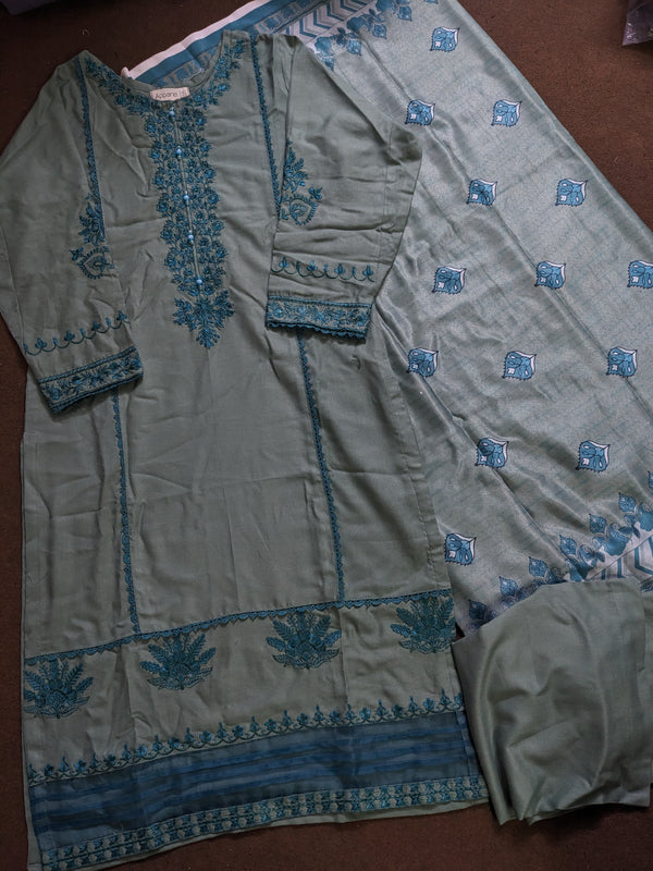 Dhanak Solid 3pc - Embroidery