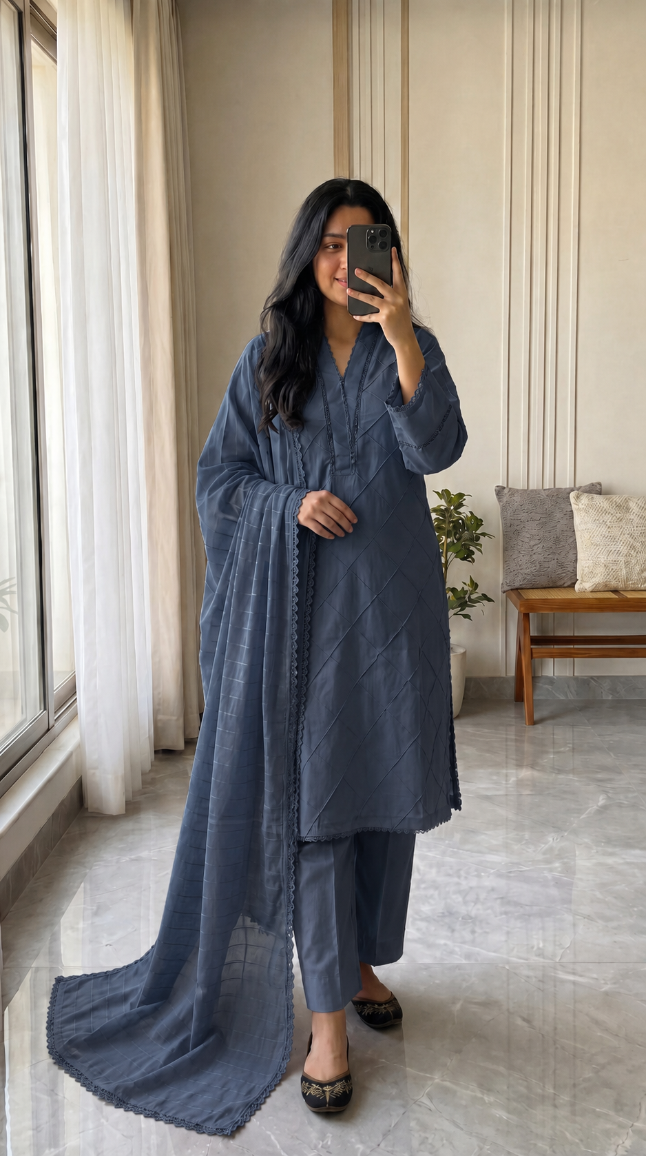 Cotton Solid 3pc - Slate Blue