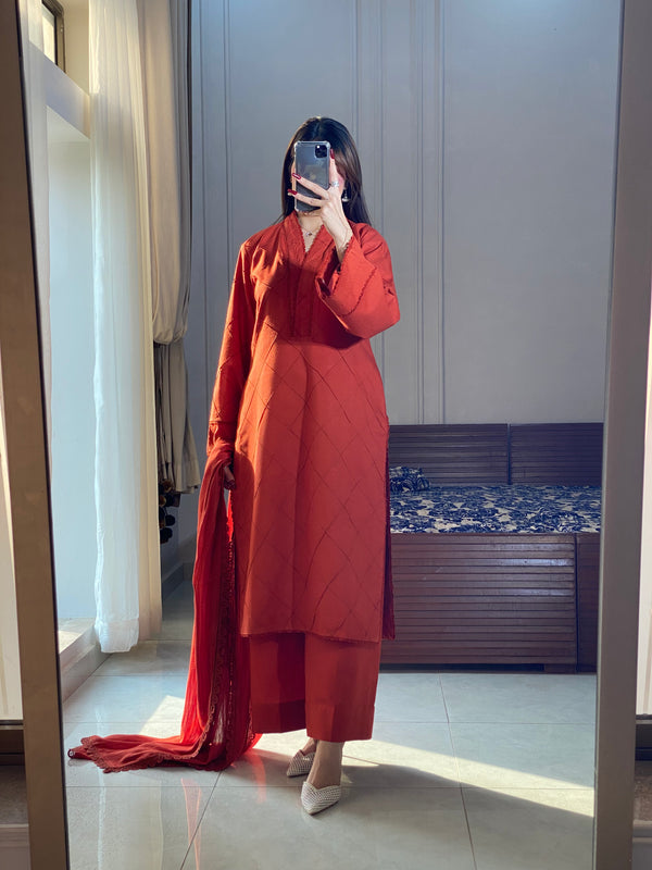 Winter Solid 3pc - Rust Orange