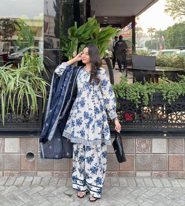 Summer Printed Lawn 3p - Farshi Shalwar