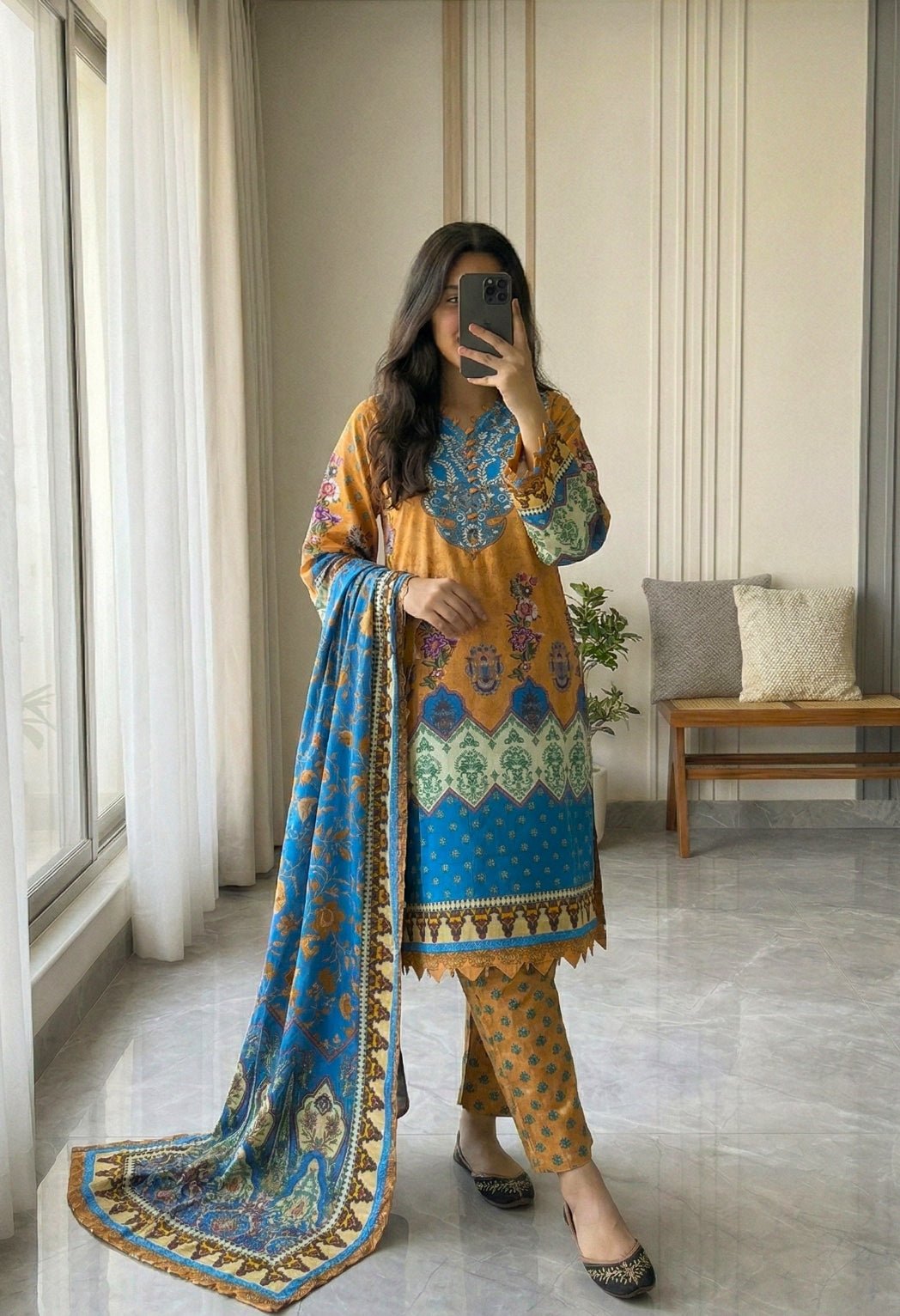Summer Printed Lawn 3pc - Bin Saeed Bin Saeed