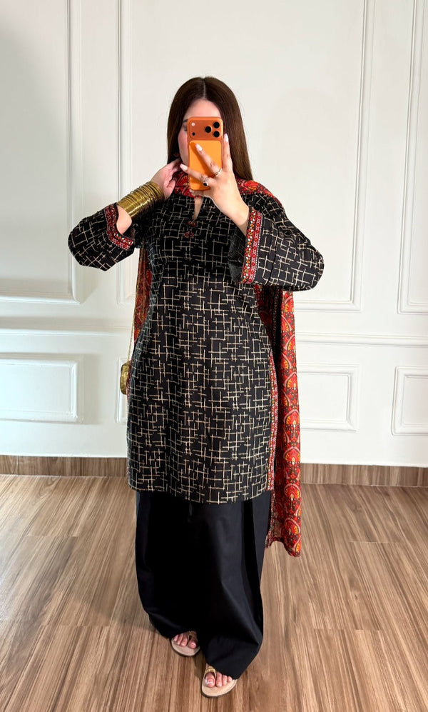 bin saeed black dress YARA MINI DRESS